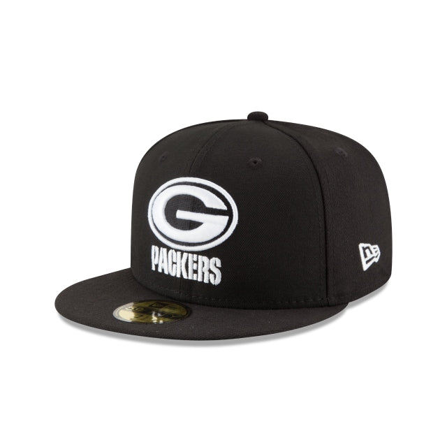 Green Bay Packers Black \u0026 White 59FIFTY Fitted