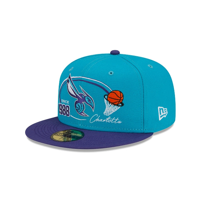 Charlotte Hornets Two-Tone Hoops 59FIFTY Fitted