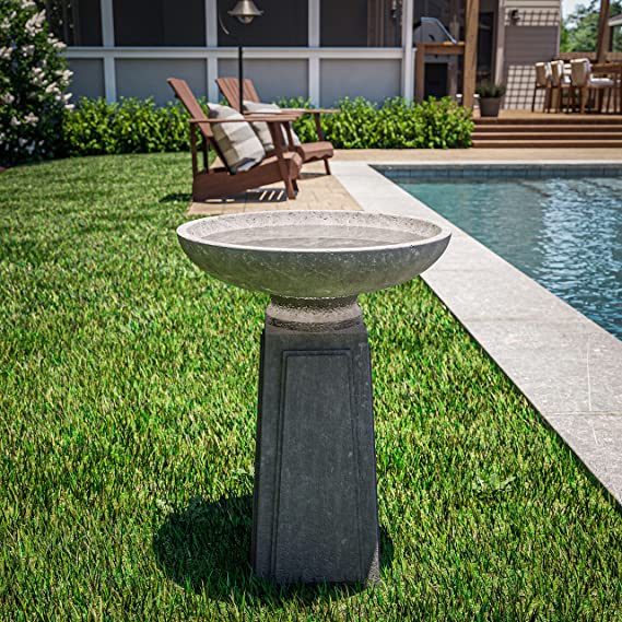 21.5" Concrete finish Pedestal birdbath Market Imports