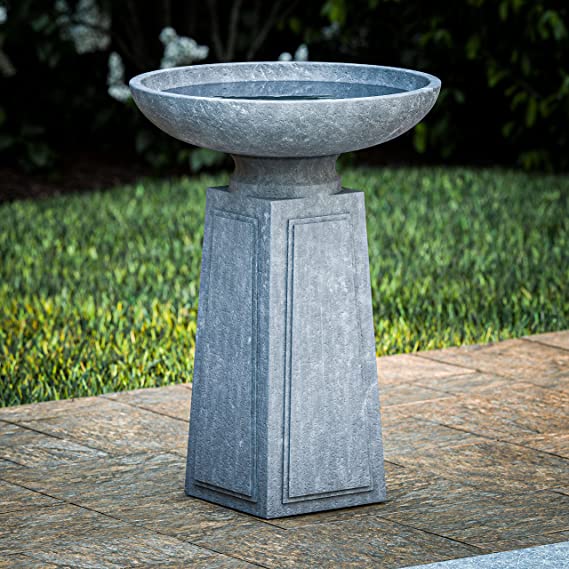 21.5" Concrete finish Pedestal birdbath Market Imports