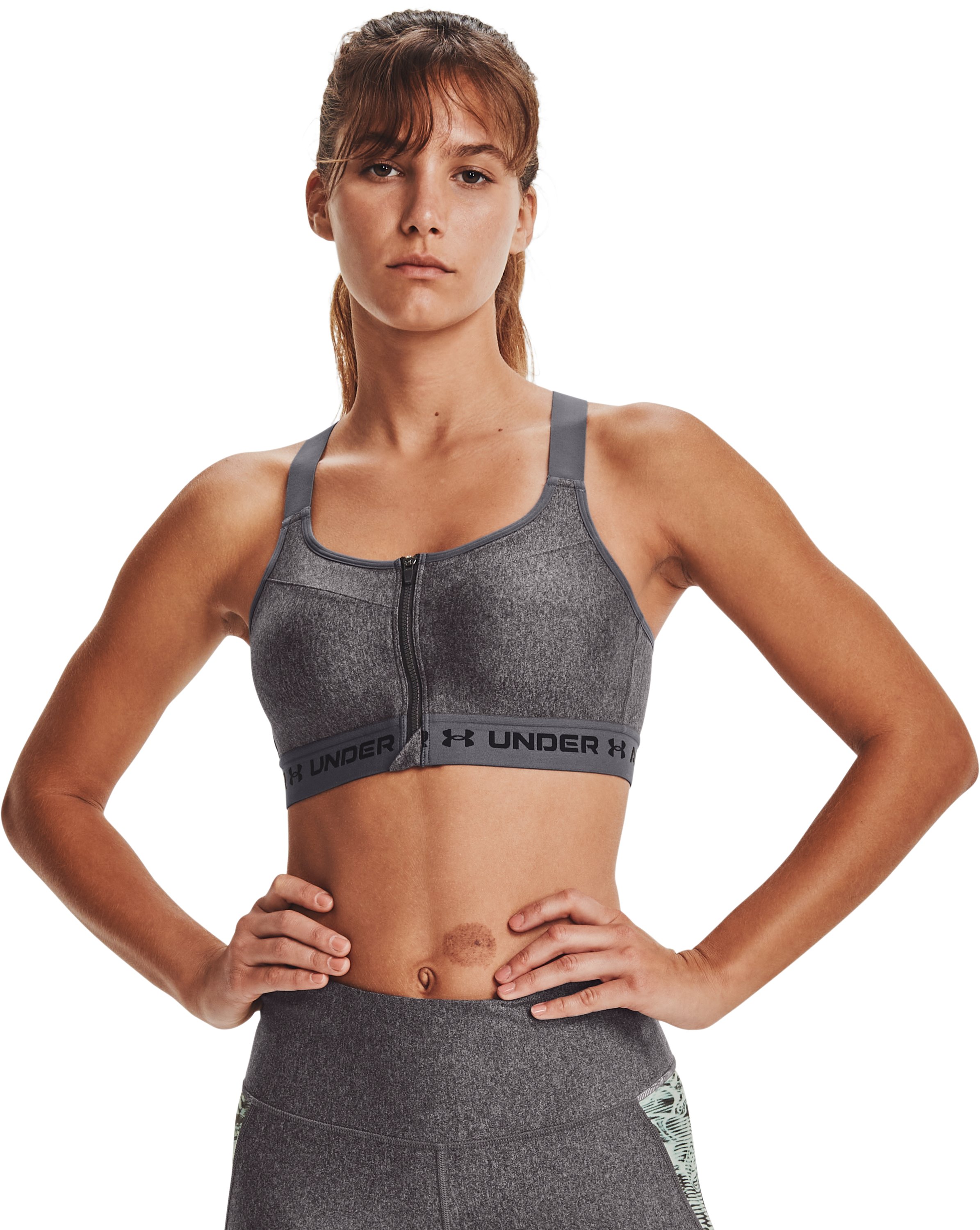 Women's Armour® High Crossback Zip Heather Sports Bra
