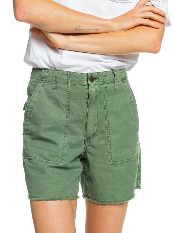 Quiksilver Womens Worker Color Linen Shorts
