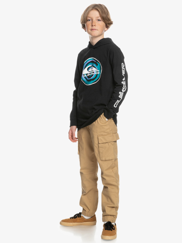 Boy's 8-16 Spiraling Logo Long Sleeve Hooded T-Shirt