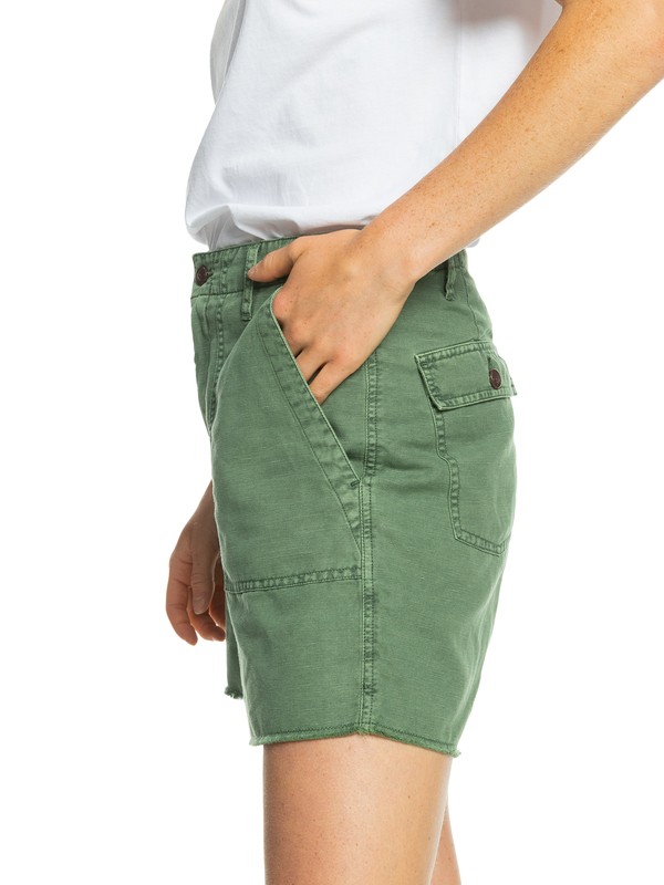 Quiksilver Womens Worker Color Linen Shorts
