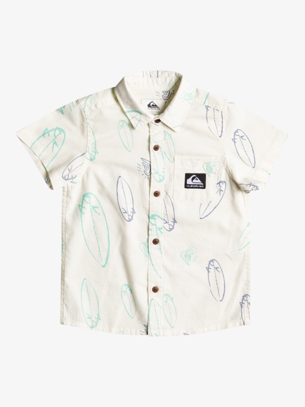 Boy's 2-7 Surfboards Mess Short Sleeve Shirt