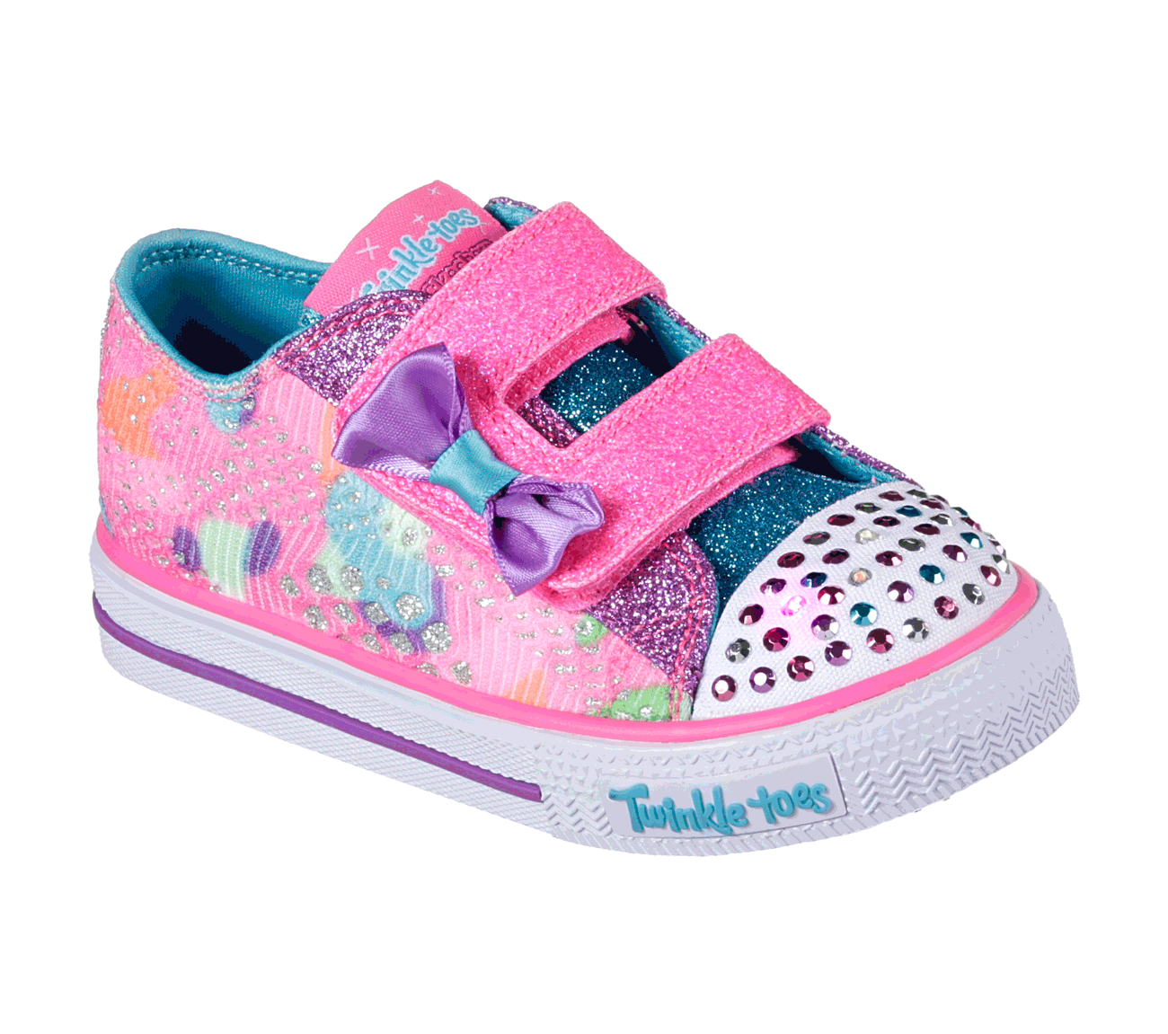 Skechers Girls Twinkle Toes: Shuffles - Little Lovely Neon Pink/Multi