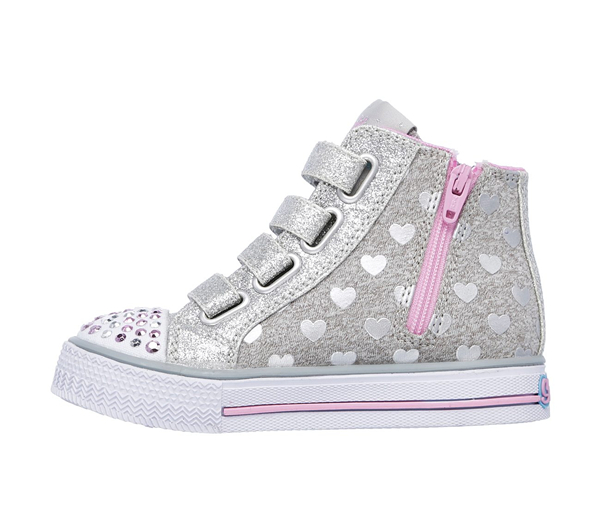 Skechers Girls Twinkle Toes: Shuffles - Doodle Days Gray/Pink