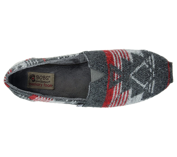 Skechers Women Bobs Plush - Festival Star Charcoal/Red
