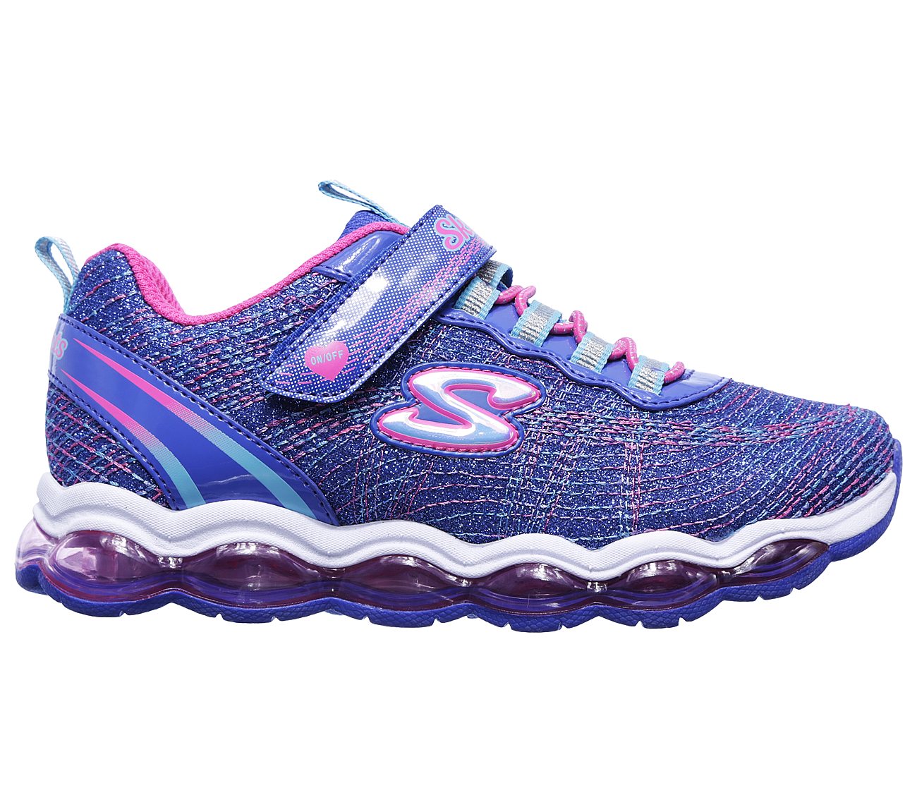 Skechers Girls S Lights: Glimmer Lites Blue/Neon Pink