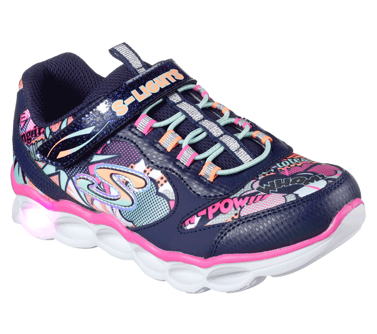 Skechers Girls S Lights: Lumi-Luxe Navy/Multi