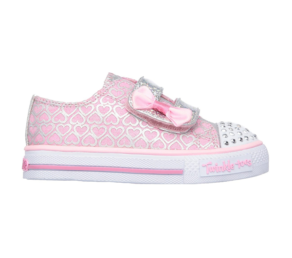 Skechers Girls Twinkle Toes: Shuffles - Glitter Pop Pink/Sliver
