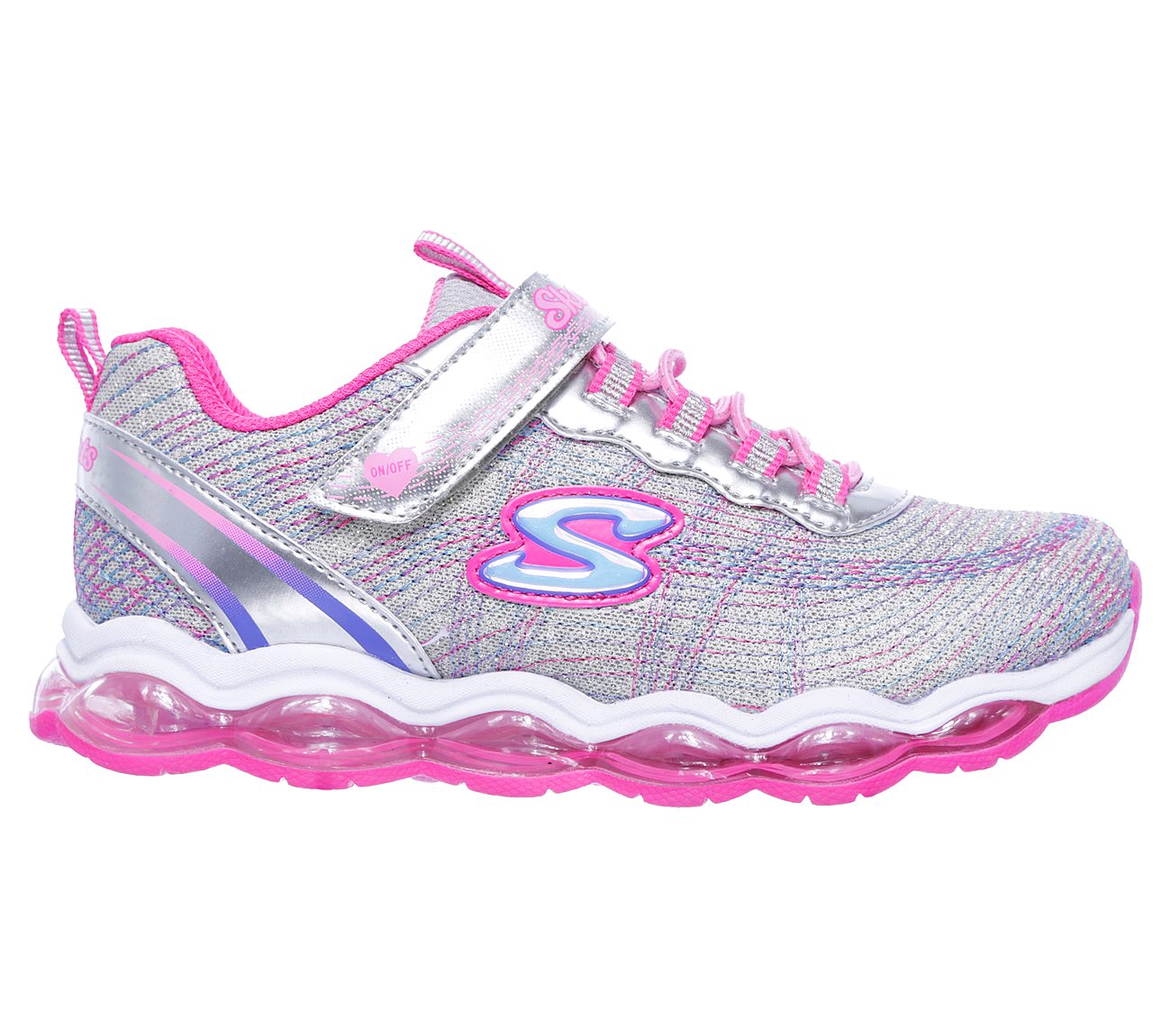 Skechers Girls S Lights: Glimmer Lites Silver/Pink