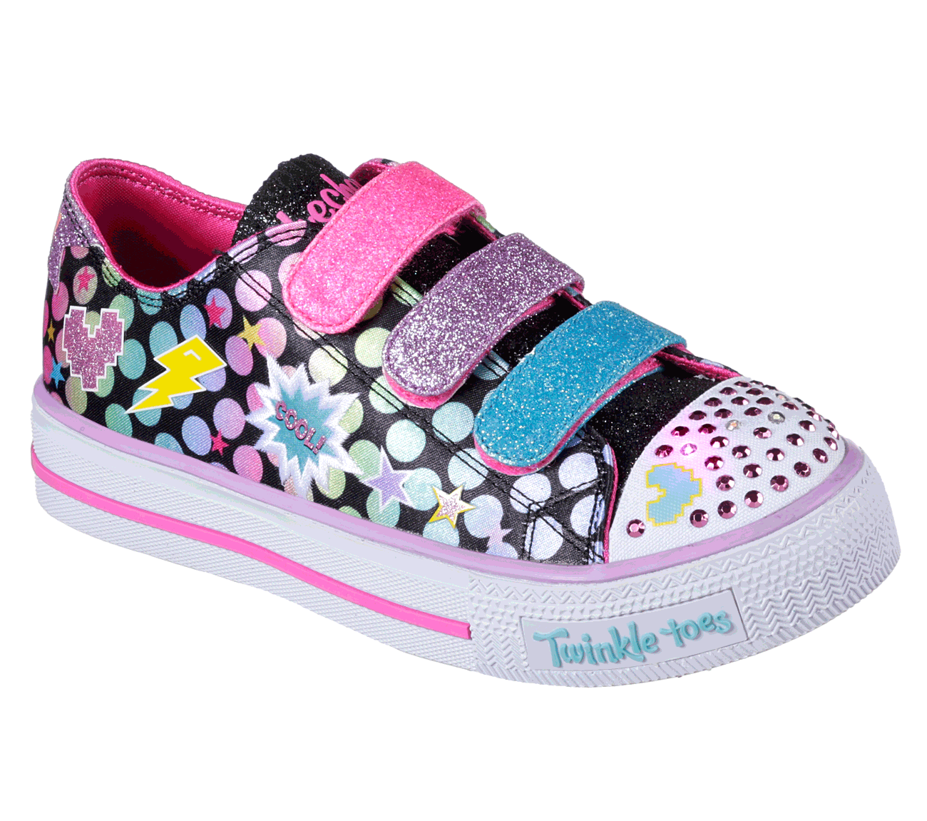 Skechers Girls Twinkle Toes: Shuffles - Poppin Posse Black/Multi
