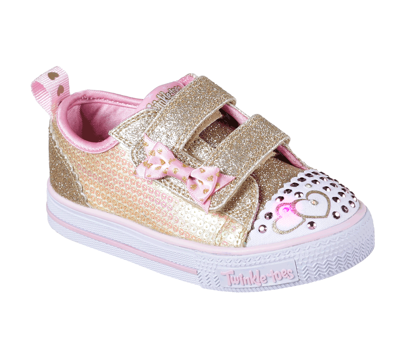 Skechers Girls Twinkle Toes: Shuffles - Itsy Bitsy Gold/Pink
