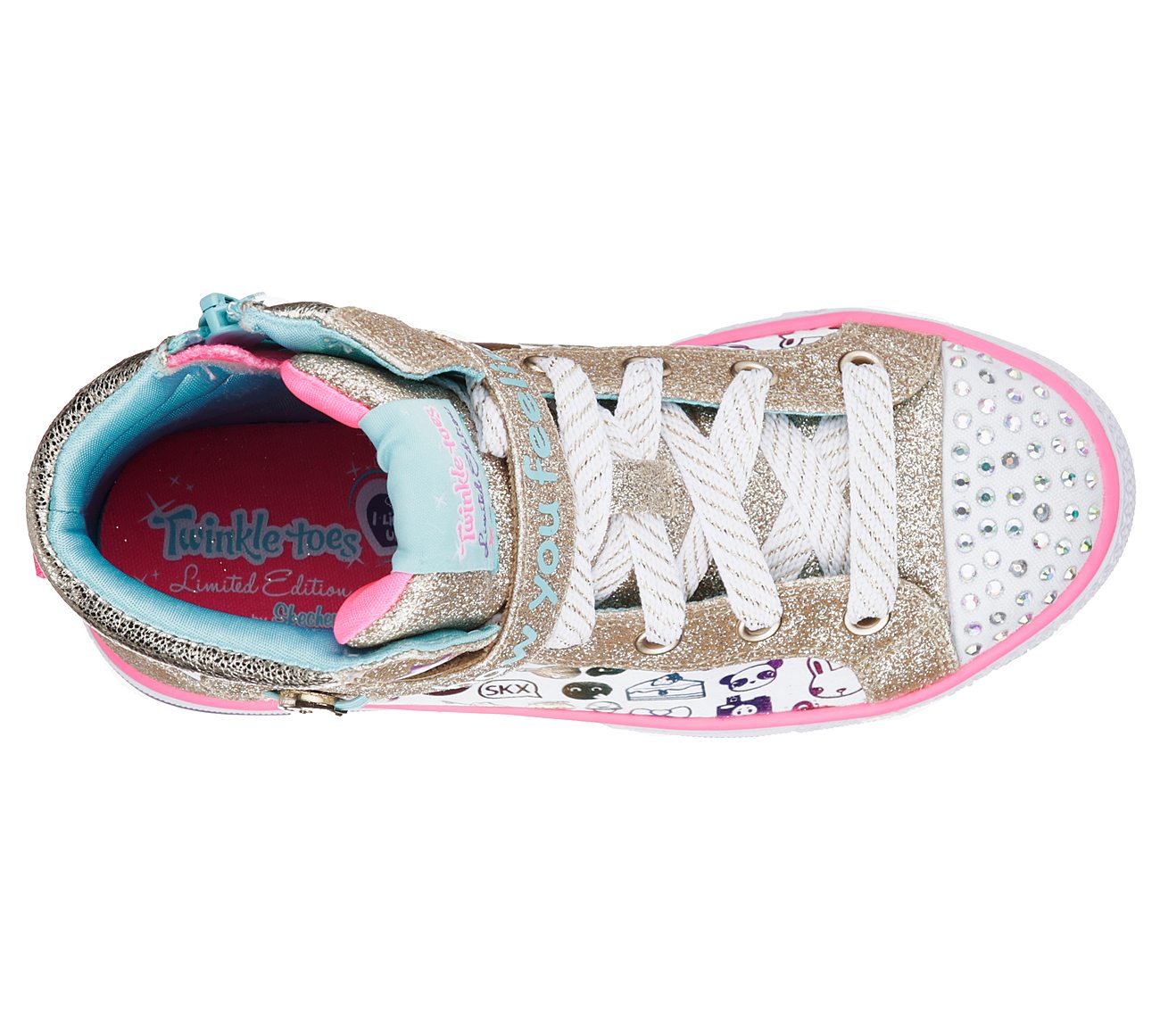 Skechers Girls Twinkle Toes: Shuffles - Giggle Glam White/Multi