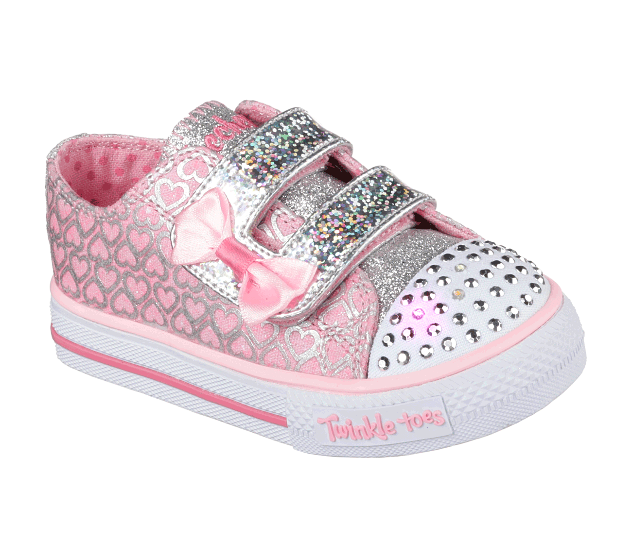 Skechers Girls Twinkle Toes: Shuffles - Glitter Pop Pink/Sliver