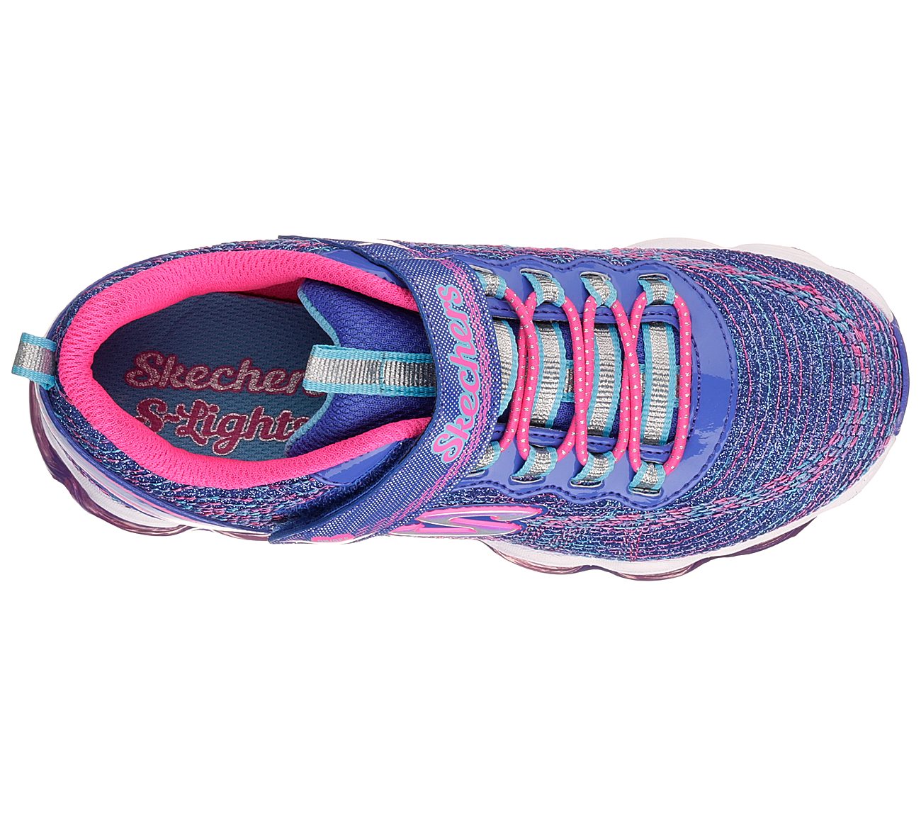 Skechers Girls S Lights: Glimmer Lites Blue/Neon Pink