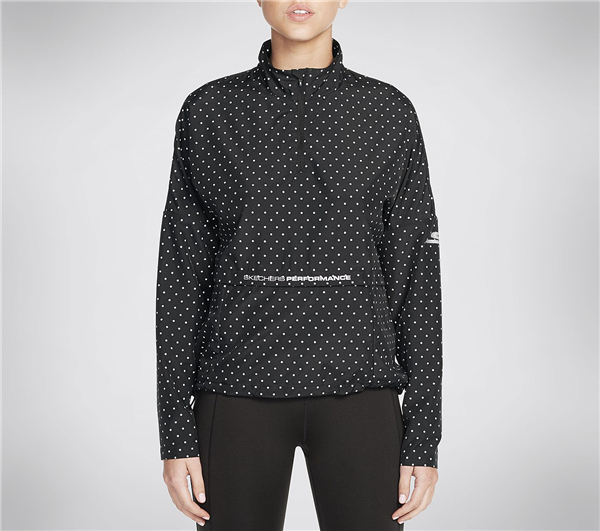 Skechers Women Nite Owl Activate Packable Windbreaker Jacket Black