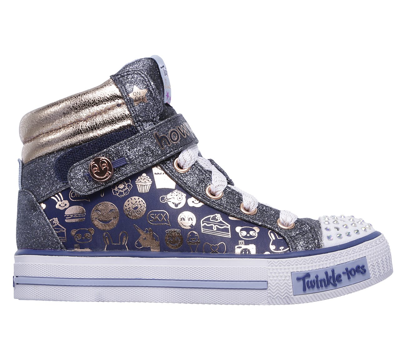 Skechers Girls Twinkle Toes: Shuffles - Giggle Glam Navy/Gold
