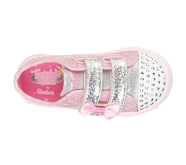 Skechers Girls Twinkle Toes: Shuffles - Glitter Pop Pink/Sliver