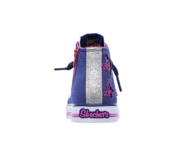 Skechers Girls Twinkle Toes: Shuffles - Lil Rockin Star Navy/Hot Pink