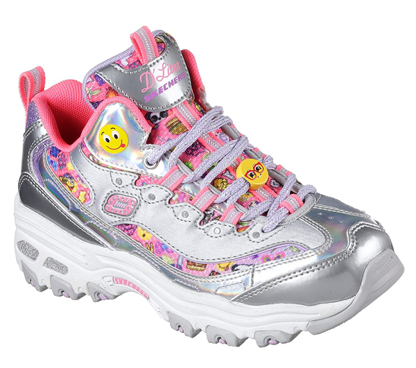 Skechers Girls D'Lites - Kickin Cool Silver/Multi