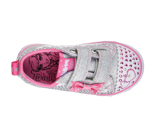 Skechers Girls Twinkle Toes: Shuffles - Itsy Bitsy Silver/Hot Pink