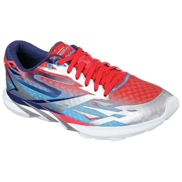 Skechers Men Extra Wide Fit (4E) Shoes - Speed Silver/Blue/Red