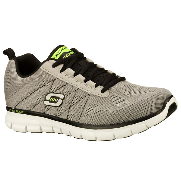 Skechers Men Extra Wide Fit (4E) Shoes - Power Switch Light Gray/Black