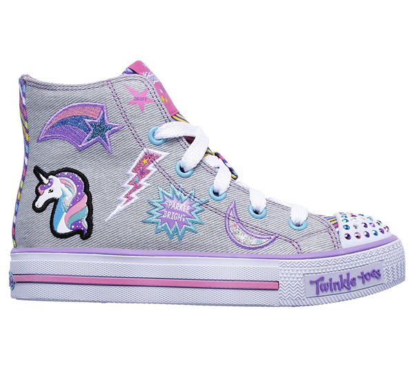 Skechers Girls Twinkle Toes: Shuffles - Twist Turns Gray/Multi
