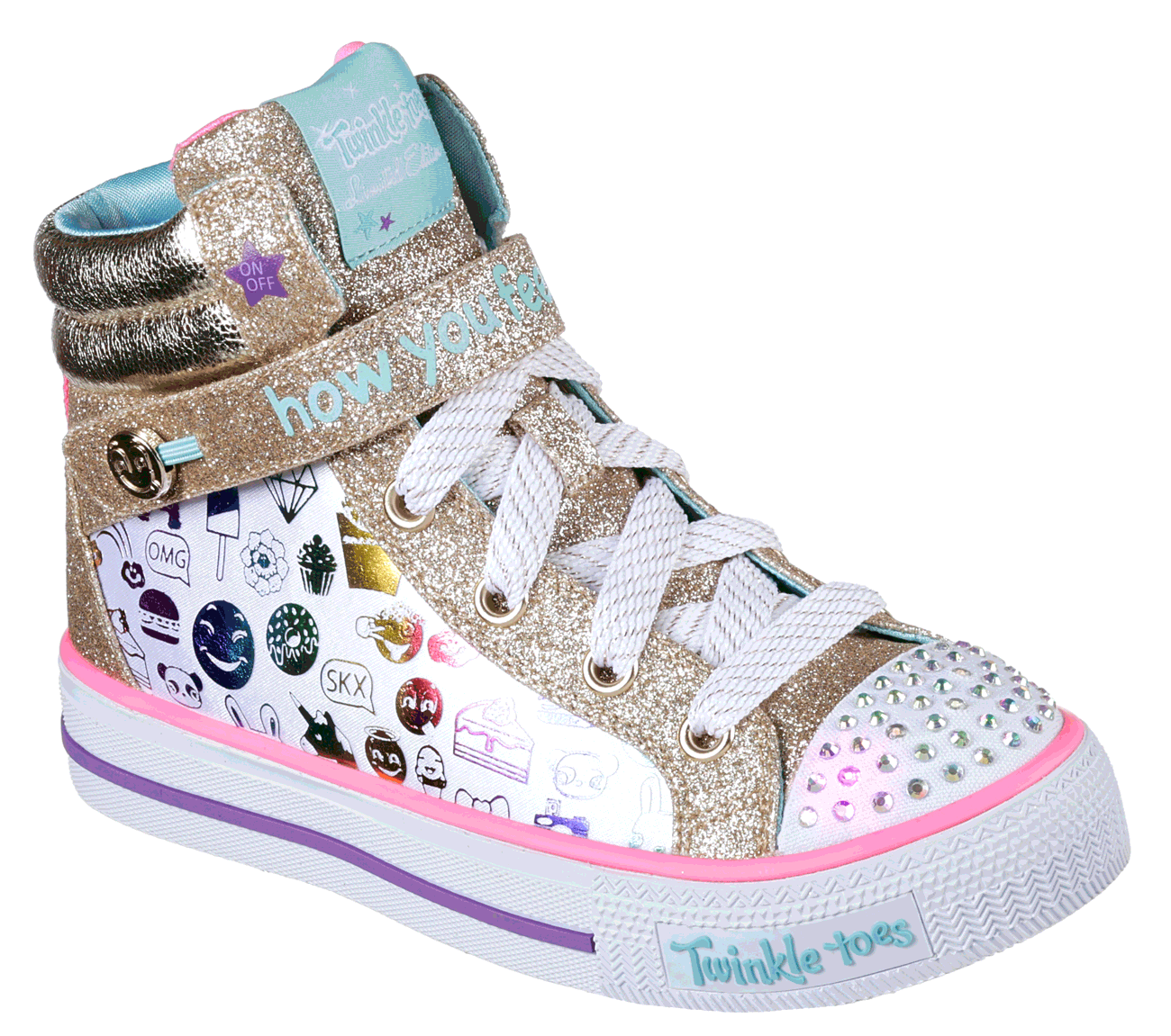 Skechers Girls Twinkle Toes: Shuffles - Giggle Glam White/Multi