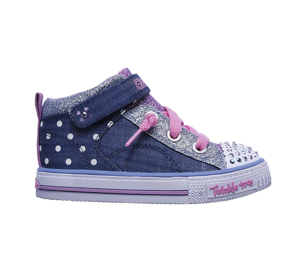 Skechers Girls Twinkle Toes: Shuffles - Digity Dots Denim/Multi
