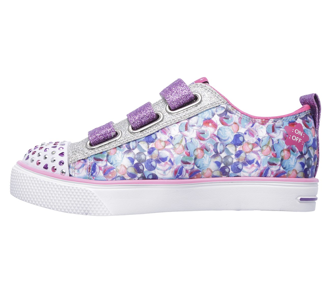 Skechers Girls Twinkle Toes: Shuffles - Triple Ups Pink/Multi