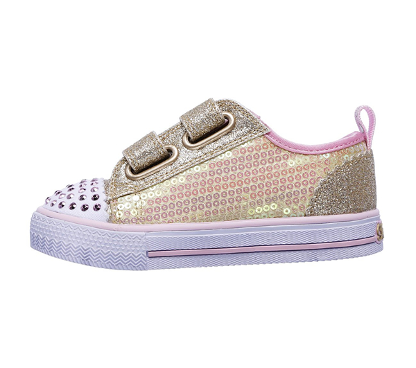 Skechers Girls Twinkle Toes: Shuffles - Itsy Bitsy Gold/Pink