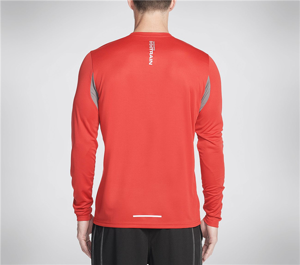 Skechers Men Split K Long Sleeve Tee Shirt Red