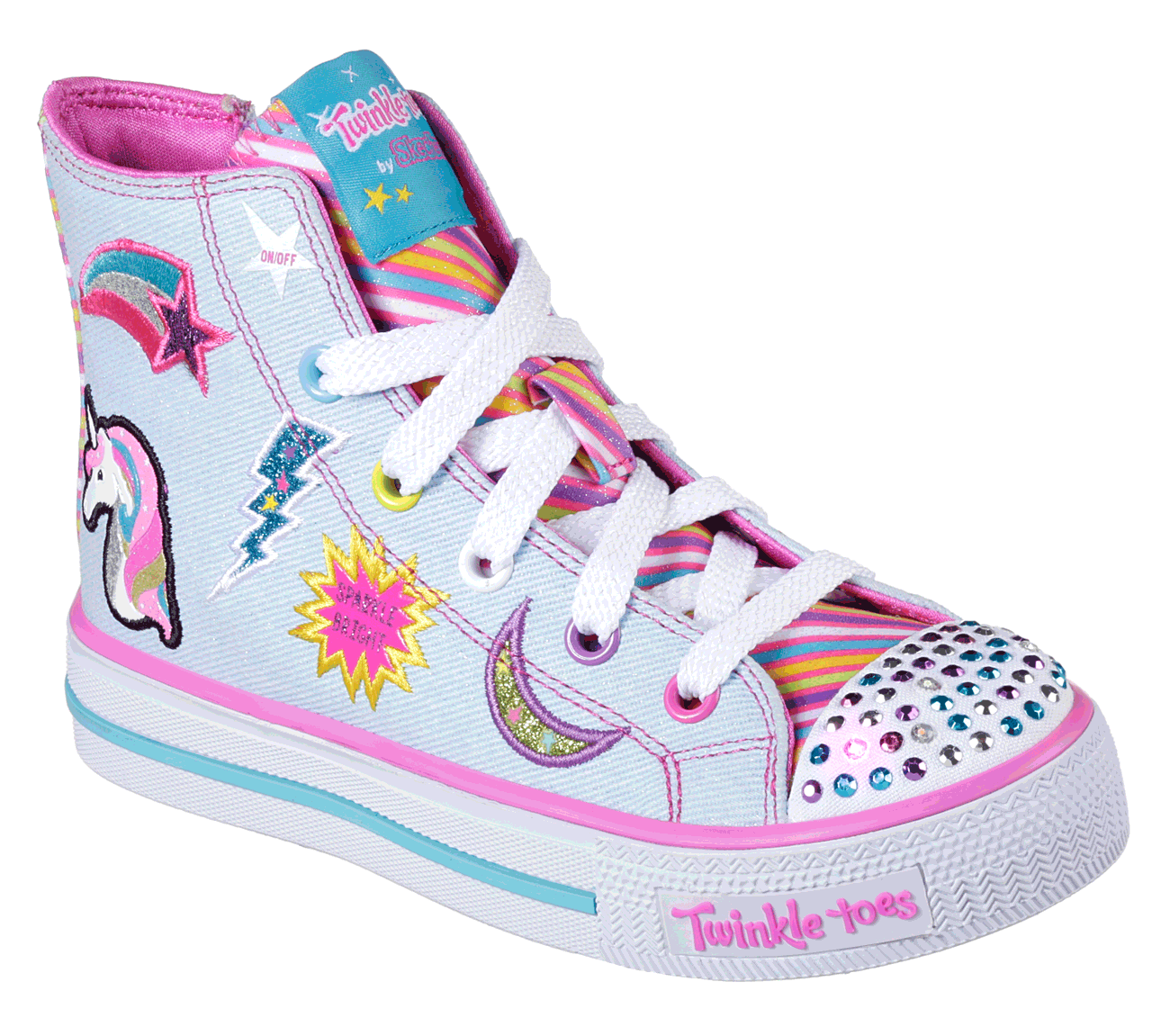 Skechers Girls Twinkle Toes: Shuffles - Twist Turns Denim/Multi