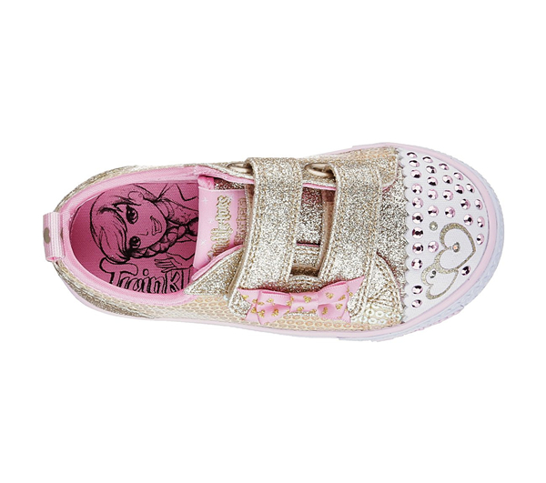 Skechers Girls Twinkle Toes: Shuffles - Itsy Bitsy Gold/Pink