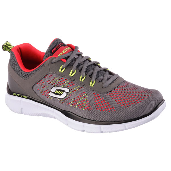 Skechers Men Wide Fit (2E) Shoes - Deal Maker Charcoal/Red