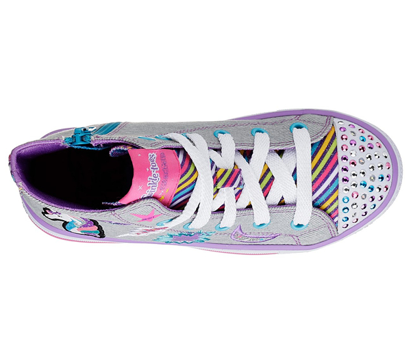 Skechers Girls Twinkle Toes: Shuffles - Twist Turns Gray/Multi