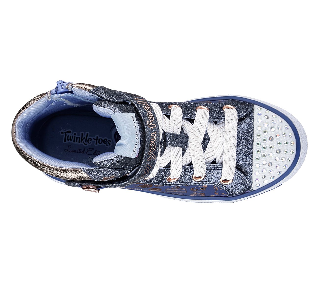 Skechers Girls Twinkle Toes: Shuffles - Giggle Glam Navy/Gold