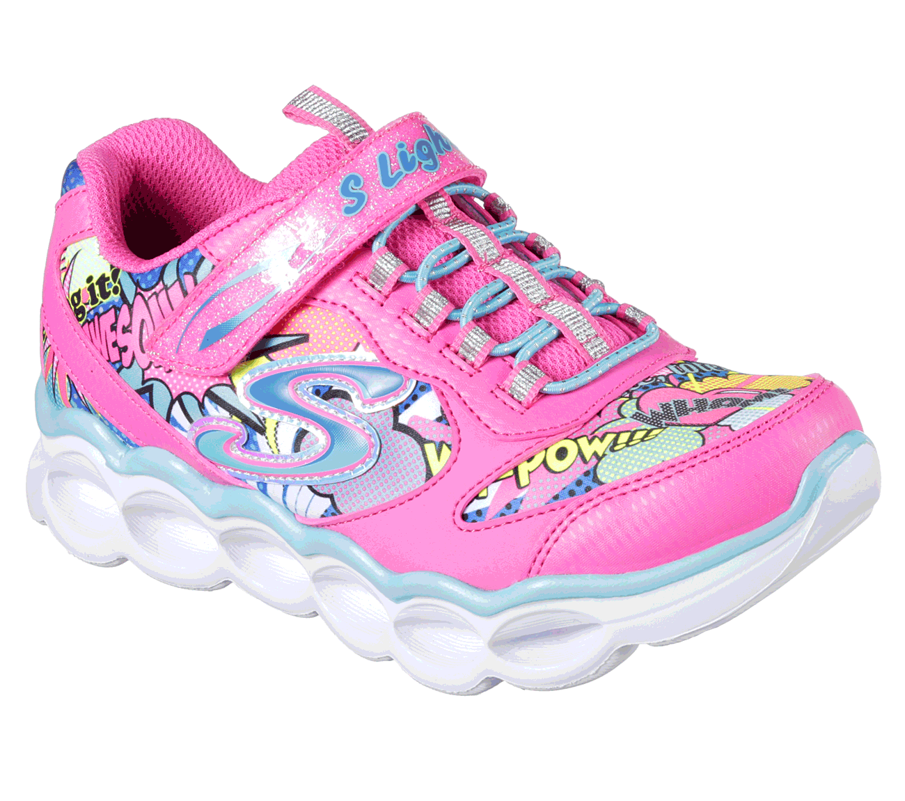 Skechers Girls S Lights: Lumi-Luxe Neon Pink/Multi