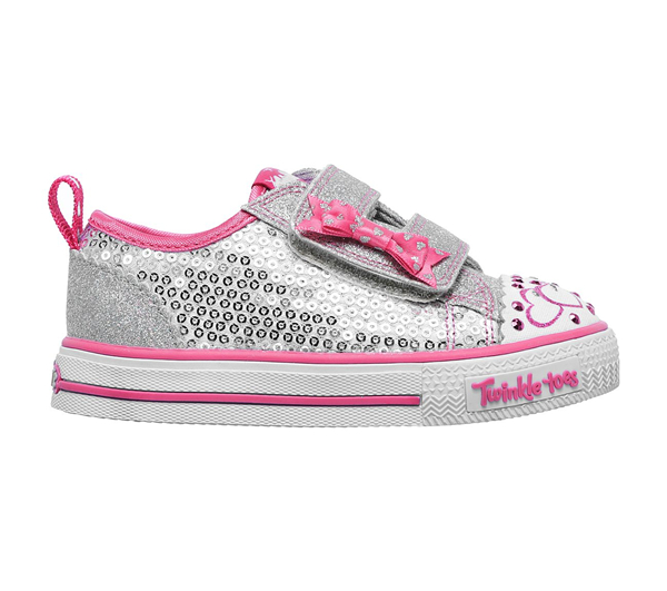 Skechers Girls Twinkle Toes: Shuffles - Itsy Bitsy Silver/Hot Pink
