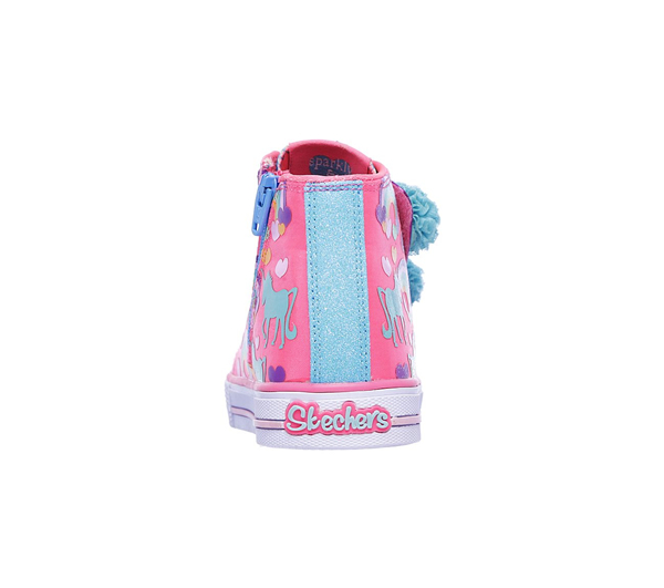 Skechers Girls Twinkle Toes: Shuffles - Dreamin Days Neon Pink/Turquoise