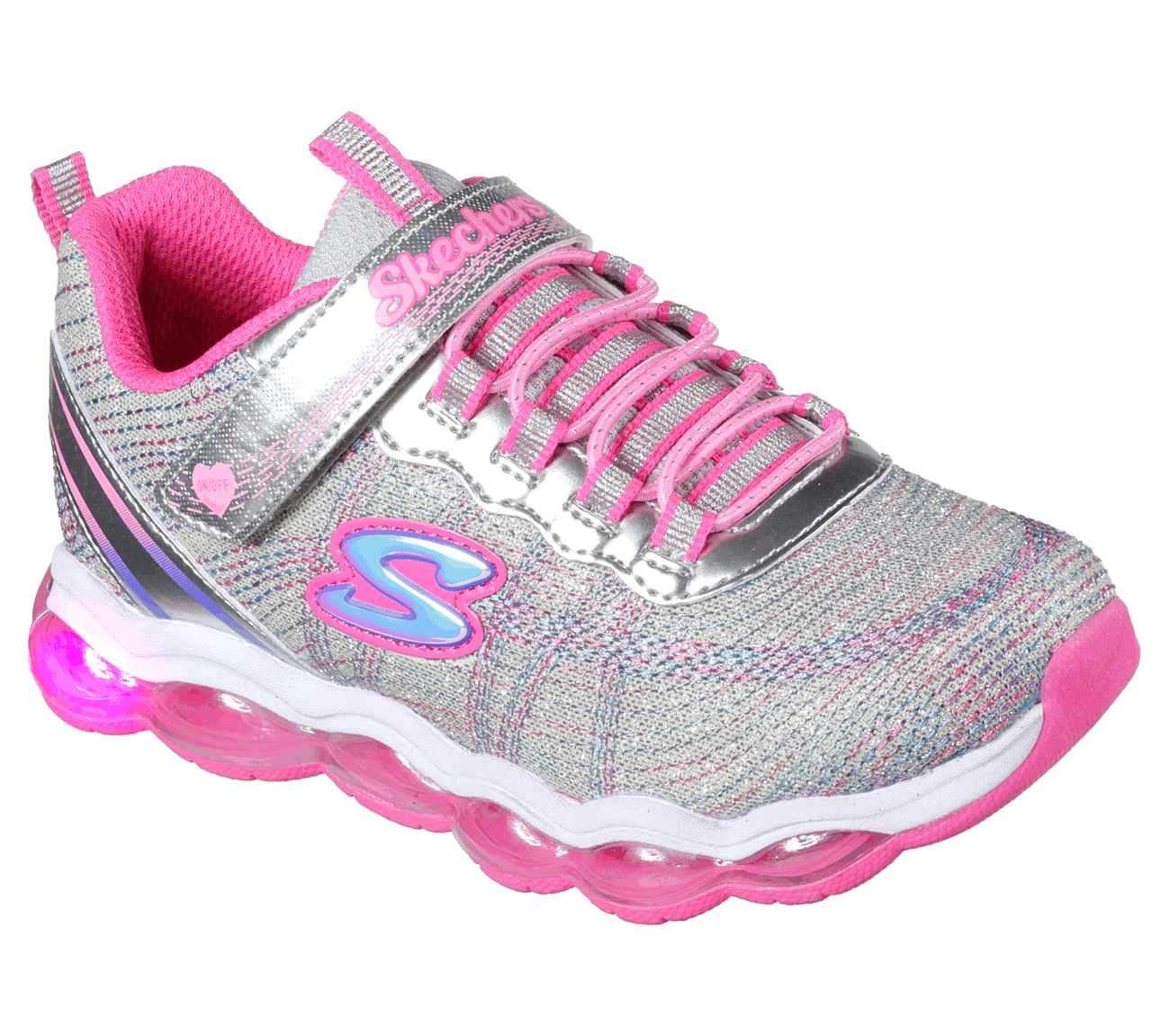 Skechers Girls S Lights: Glimmer Lites Silver/Pink