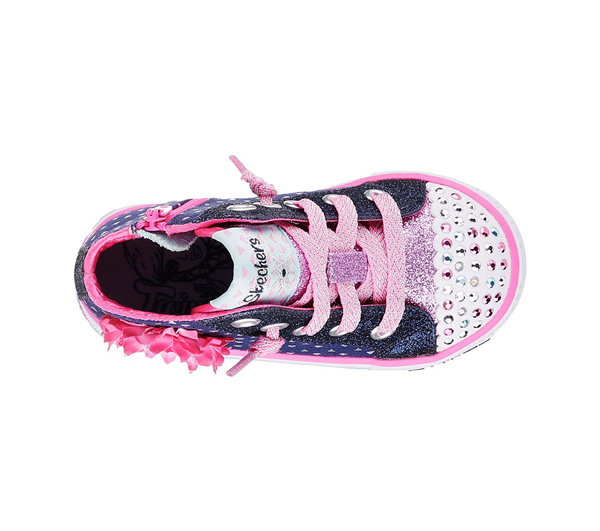 Skechers Girls Twinkle Toes: Shuffles - Bloom Boom Navy/Pink