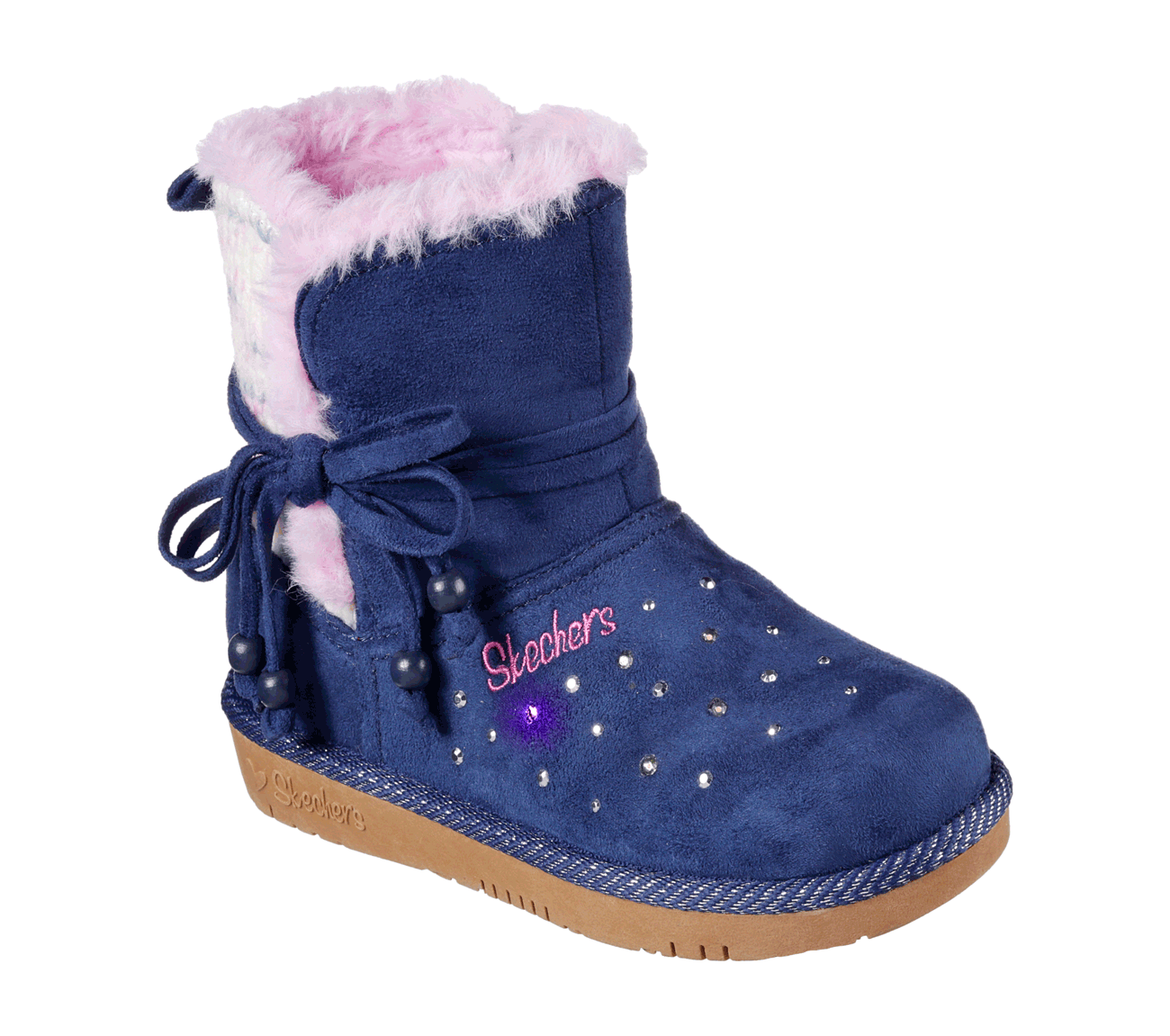 Skechers Girls Twinkle Toes: Glamslam - Cozy Daze Navy/Pink