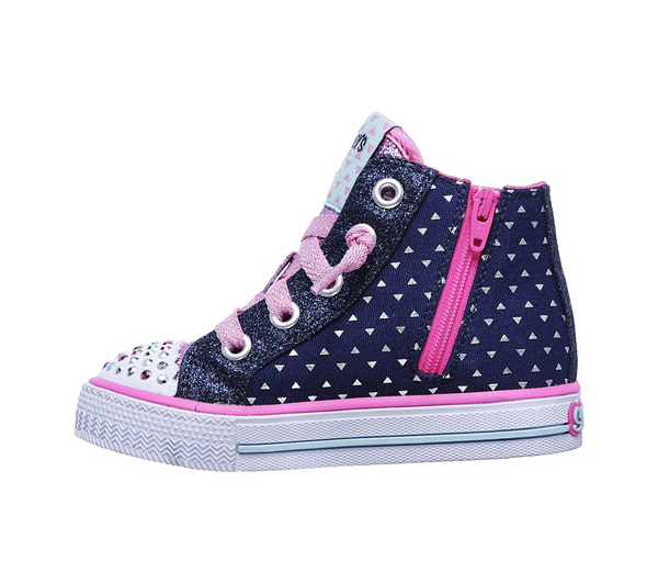 Skechers Girls Twinkle Toes: Shuffles - Bloom Boom Navy/Pink