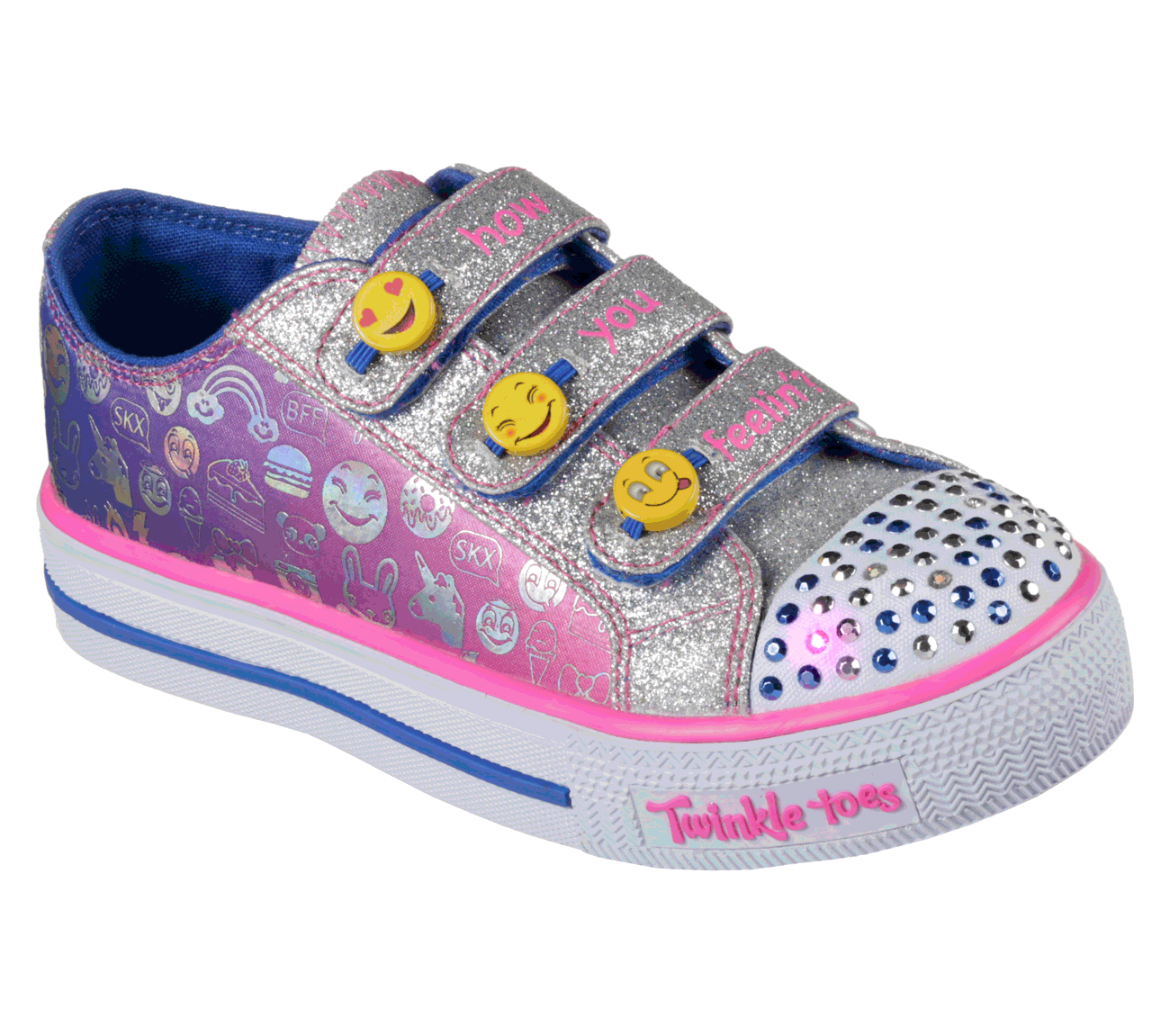 Skechers Girls Twinkle Toes: Shuffles - Expressionista Blue/Neon Pink