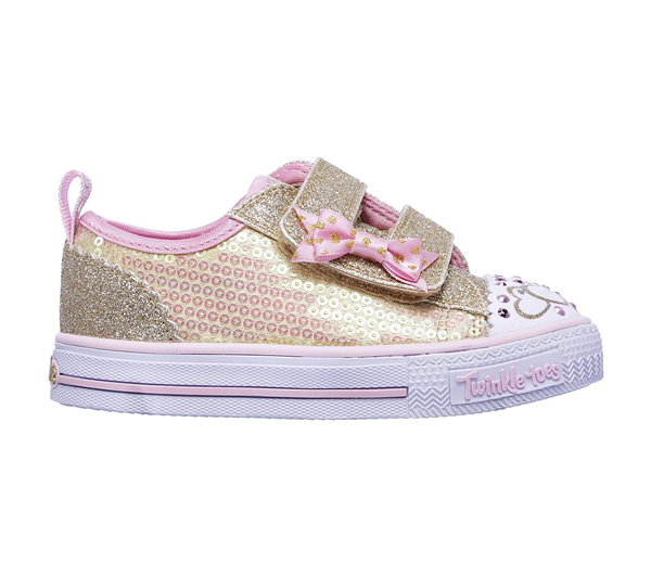 Skechers Girls Twinkle Toes: Shuffles - Itsy Bitsy Gold/Pink