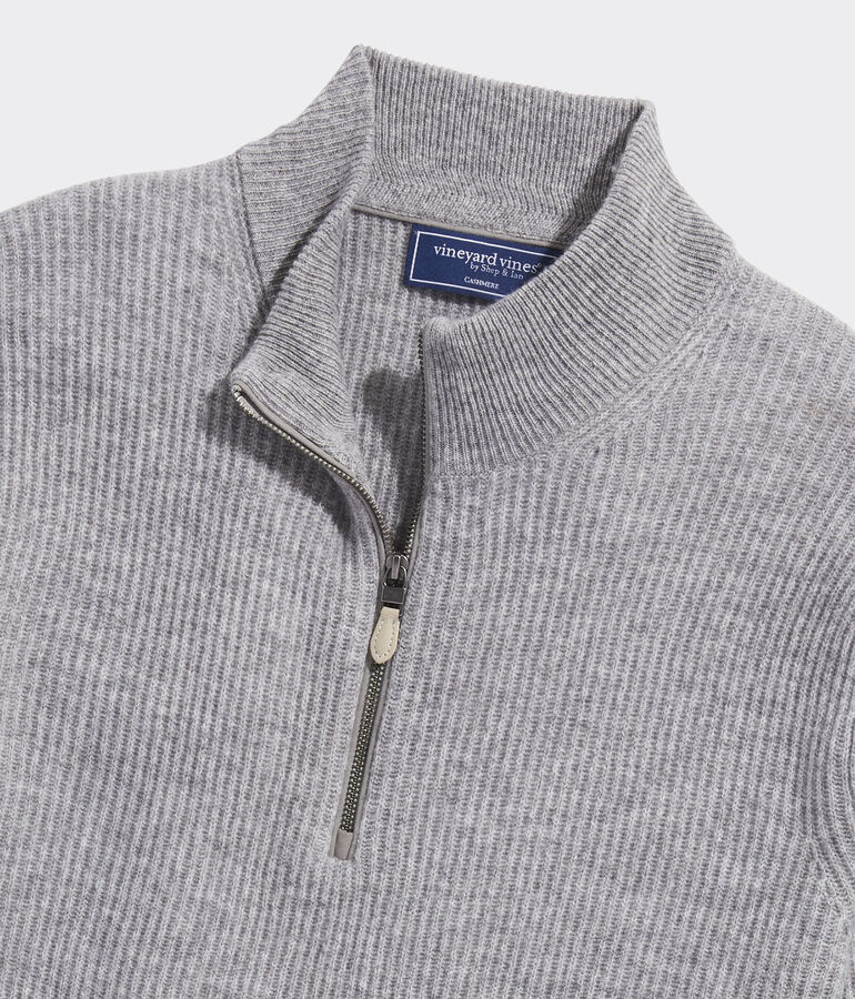 Cashmere Fisherman Rib Quarter-Zip Sweater